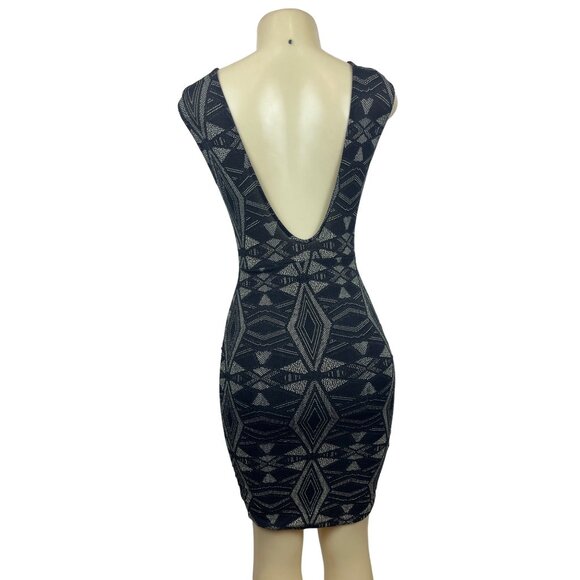 Printed Bodycon Women’s Black Dress Sz S - Picture 6 of 8